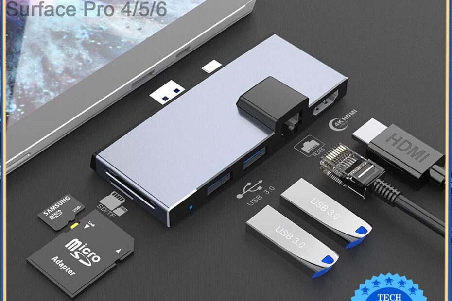 Surface Bộ Chia Cổng Hub Cho Microsoft Surface Pro 6/Pro 5/Pro 4 Với Cổng 4K  Hdmi 3 Cổng Usb 3.0 5Gps Đầu Đọc Thẻ Sd/Tf Micro Sd | Shopee Việt Nam