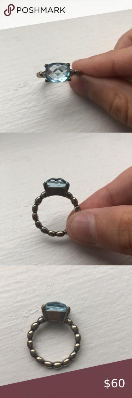 Pandora - Sterling Silver Blue Topaz Ring Size 50 S925 Ale  Discontinued/Rare | Blue Topaz Ring, Topaz Ring, Topaz