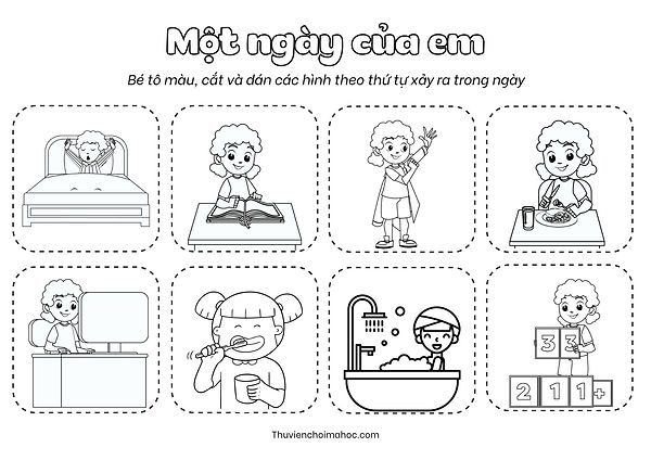 Kỹ Năng Sống | Một Ngày Của Bé | Tô Màu, Cắt Dán