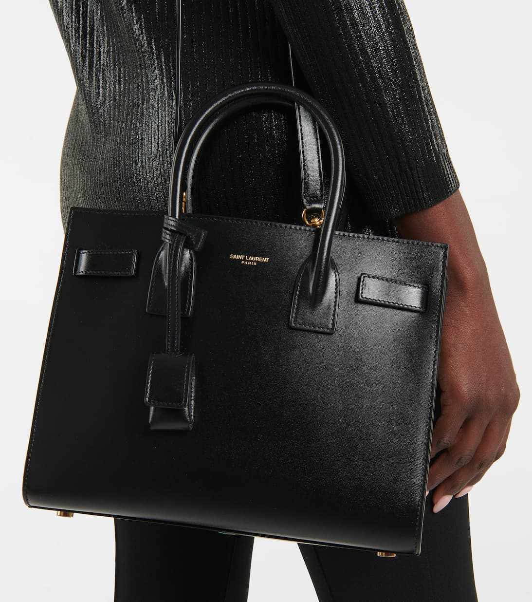 Sac De Jour Baby Leather Tote In Black - Saint Laurent | Mytheresa