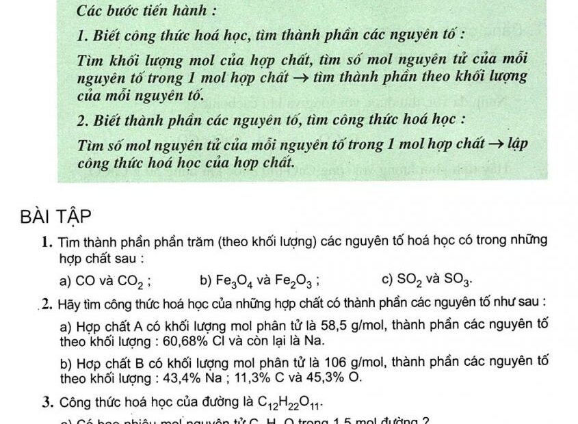 Sgk Hóa Học 8 - Bài 21: Tính Theo Công Thức Hóa Học