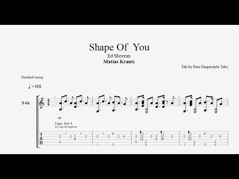 Free Tabs] Shape Of You - Ed Sheeran By Mattias Krantz - Youtube