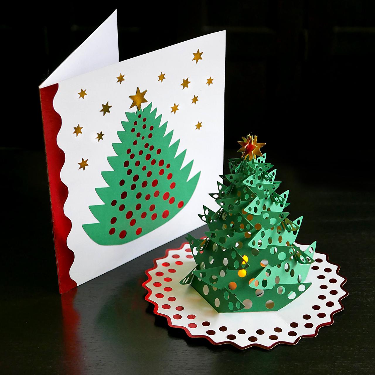 Diy Pop-Up Christmas Tree Card Template Svg And Pdf Files For - Etsy