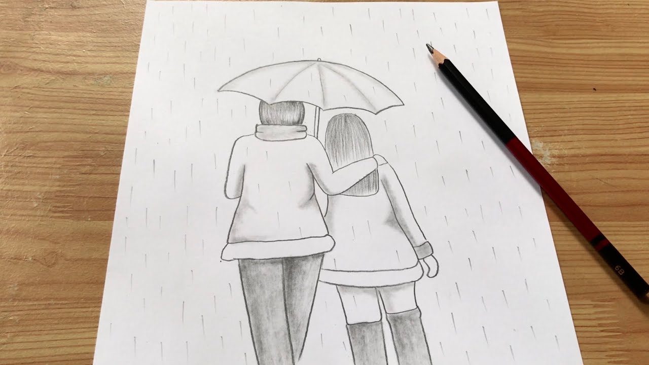 Vẽ Tranh Cặp Đôi Dưới Mưa Bằng Bút Chì | How To Draw Couple By Pencil -  Youtube