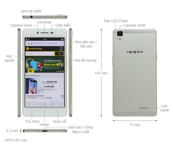 Oppo R7 Lite Chính Hãng | Thegioididong.Com