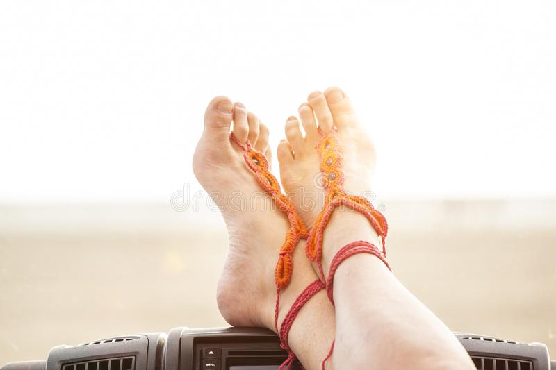 Put Your Feet Up And Relax On The Beach Stock Image - Image Of Golden,  Quiet: 158865561