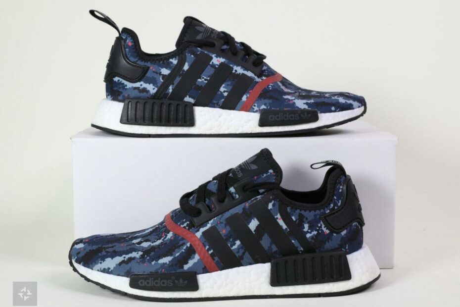 Sample Adidas Nmd R1 Blue Camo Athletic Running Shoes (B49398) Men'S Size 9  | Ebay