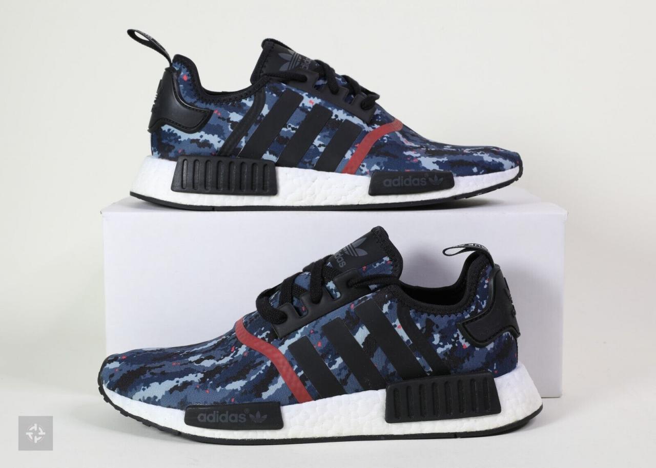 Sample Adidas Nmd R1 Blue Camo Athletic Running Shoes (B49398) Men'S Size 9  | Ebay