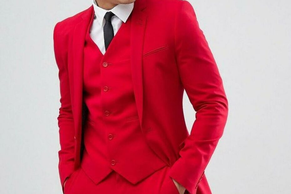 Mens 3 Piece Red Formal Suit Bespoke Wedding Dinner Party Wear Tuxedo Coat  Pants | Ebay