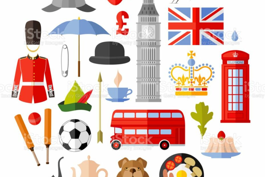 Symbols Icons And Attributes Of Great Britain Uk Attributes Set Vector In  Flat Style Stock Illustration - Download Image Now - Istock