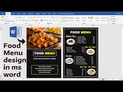 Food Menu design using ms word | Ready to Print | How to make Restaurant Menu Card Design ms word