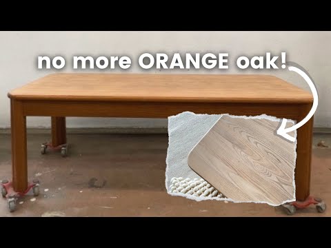 Thrifted Oak Coffee Table gets a new WHITE-WASHED FINISH!