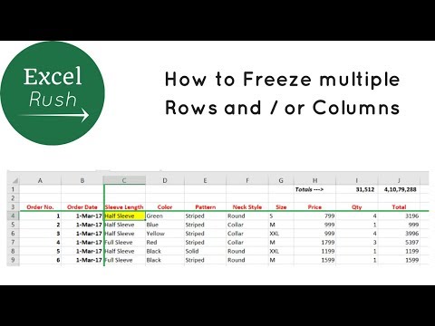 How to Freeze Multiple Rows and or Columns in Excel using Freeze Panes