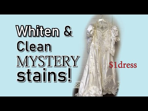 SUPER EASY How to Whiten a Thrifted Wedding Dress || Removing Mystery Stains #SHORTS