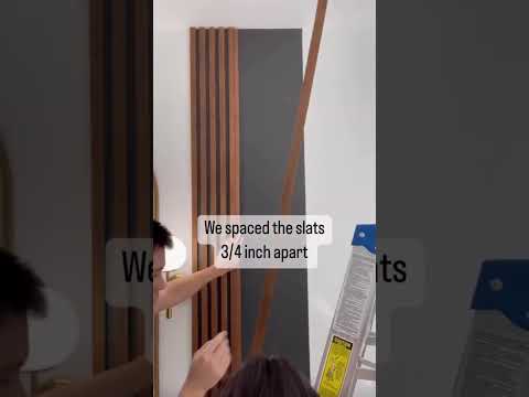 DIY Affordable Wood Slat Accent Wall || Cost Breakdown: Sanded Plywood - $25, Stain - $7