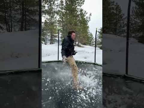 This is what happens when you jump on a trampoline in the winter 🧊🧊🧊 #trampoline #frontflip #flip