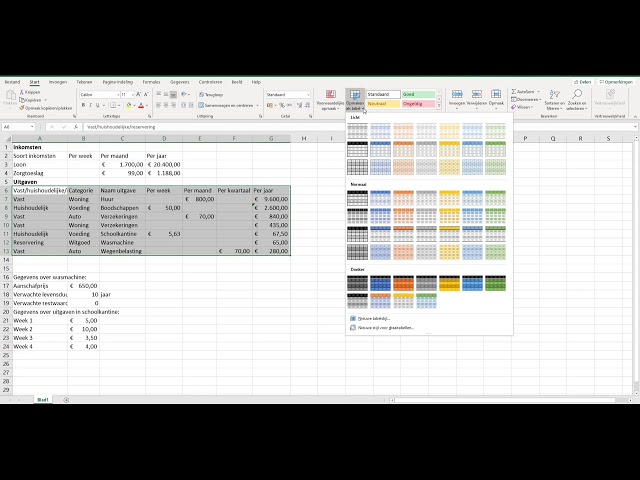 Excel Ontvangsten En Uitgaven - Youtube